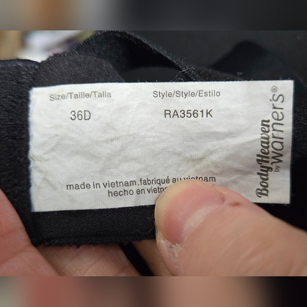 Warner's Body Heaven Women's Black Bra Sz36D - Picture 5 of 5